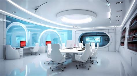 Premium Ai Image Futuristic Modern Room Office