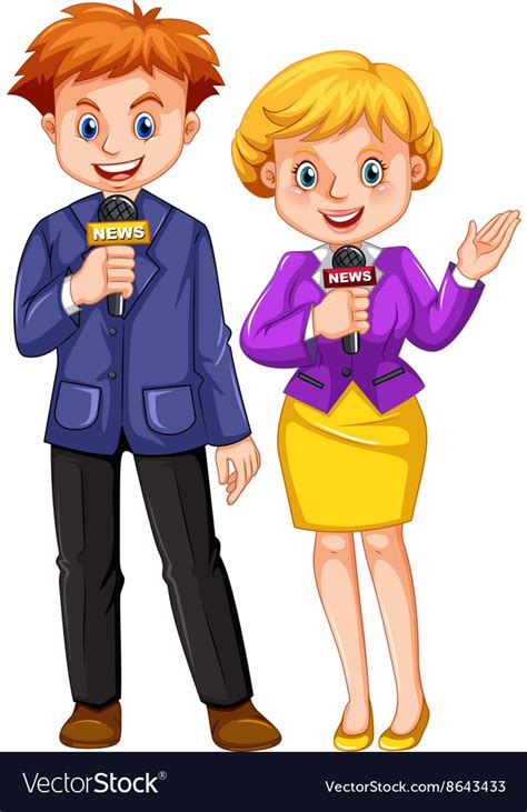 Two News Reporters With Microphones Royalty Free Vector