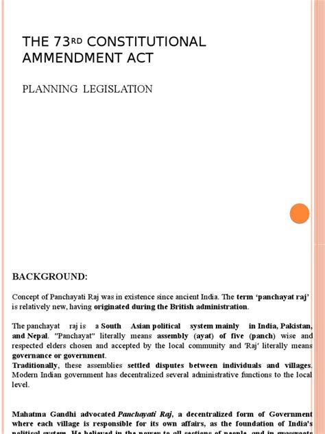 The 73rd Constitutional Amendment Act Pdf Government Government