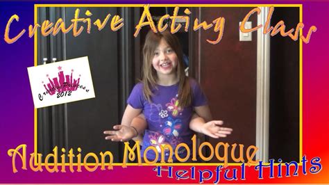 Creative Fun Acting Classes Audition Monologue Creative Princess Youtube