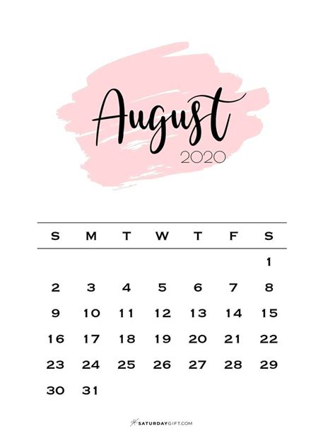 August Calendar Cute And Free Printable August 2023 Calendar Designs