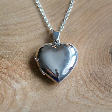 Silver Heart Locket Necklace Sterling Silver Engraved Heart Locket