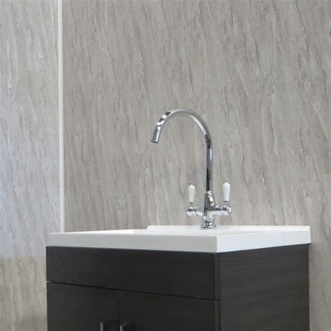 Grey Natural Sandstone 5mm Bathroom Cladding Pvc Wall Panels Cladding