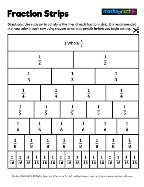 Fraction Strips Printable Activity For Students — Mashup Math