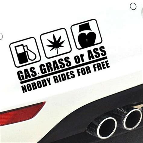 Funny Car Sticker Gas Grass Or Ass Reflective Car Sticker For Vinyl