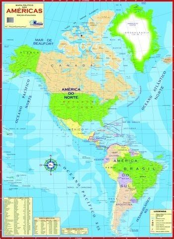 Mapa Das Américas - Político - 89 X 117 Cm - Frete Grátis - R$ 22,90 em ...