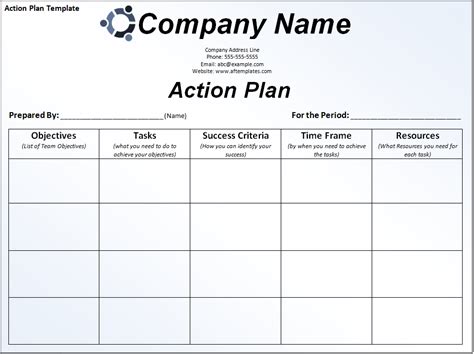 Action Plan Template Plan Templates Free Word Templates