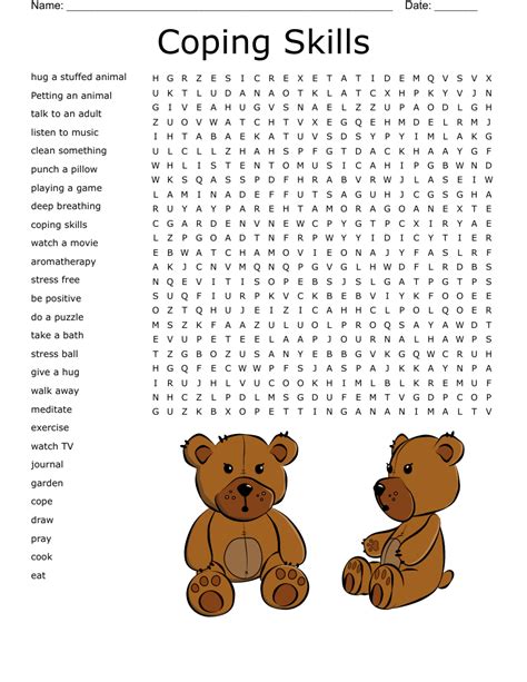 Coping Skills Word Search Printable