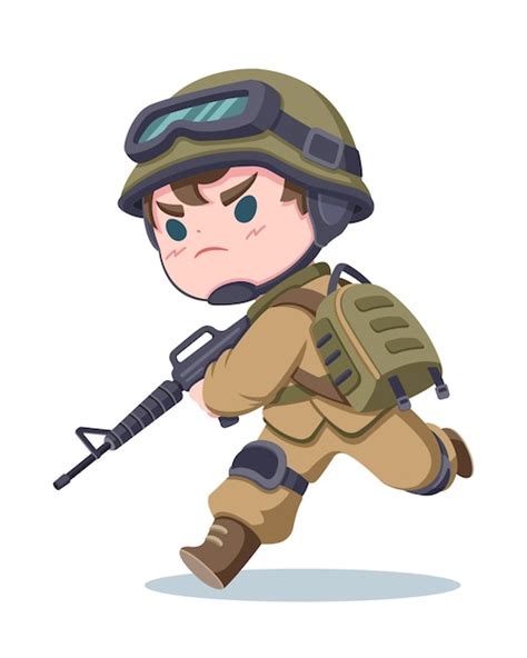 Premium Vector Cute Style Soldier Cartoon Illustration