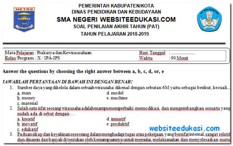 Soal ujian praktek ipa smp. Soal PAT/UKK Prakarya Kelas 10 K13 Tahun 2019 | Websiteedukasi.com