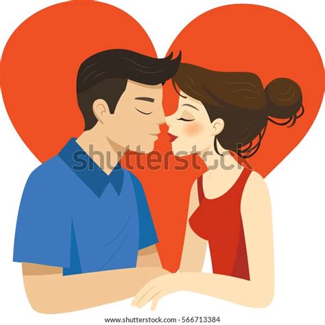 Romantic Illustration Kissing Couple On White Stock Vector Royalty Free 566713384