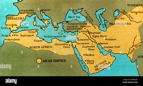 Mappa Dell Impero Arabo Del Vii E Viii Secolo Foto Stock Alamy