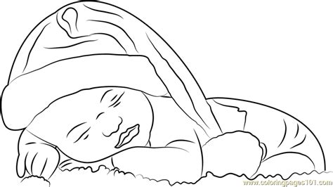 sleeping baby  christmas cap coloring page  christmas kids coloring pages