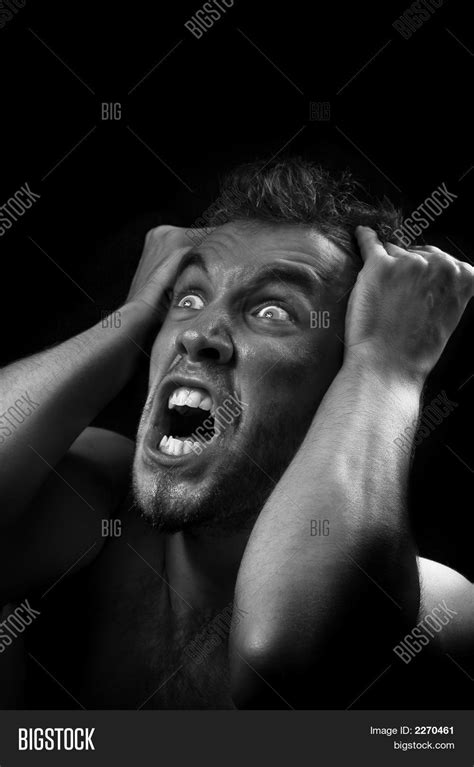 Man Screaming In Pain And Agony Image Stock Photo