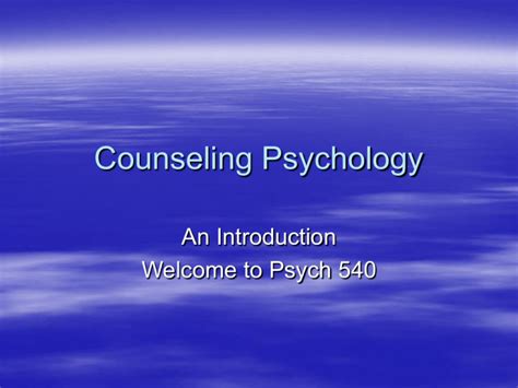 Counseling Psychology Department Of Psychology