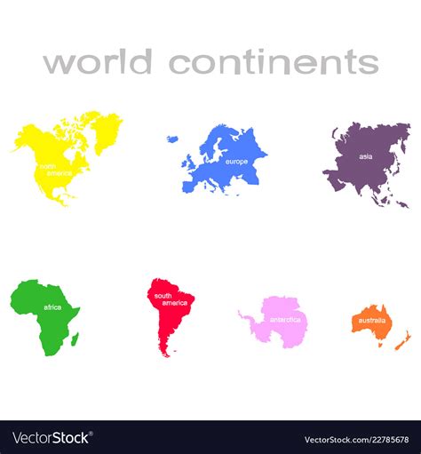 Set Of Monochrome Icons With World Continents Vector Image