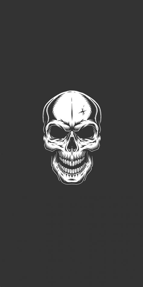 Minimal White Skull Gray Backgrounds Art 1080x2160 Wallpaper Skull Wallpaper Iphone