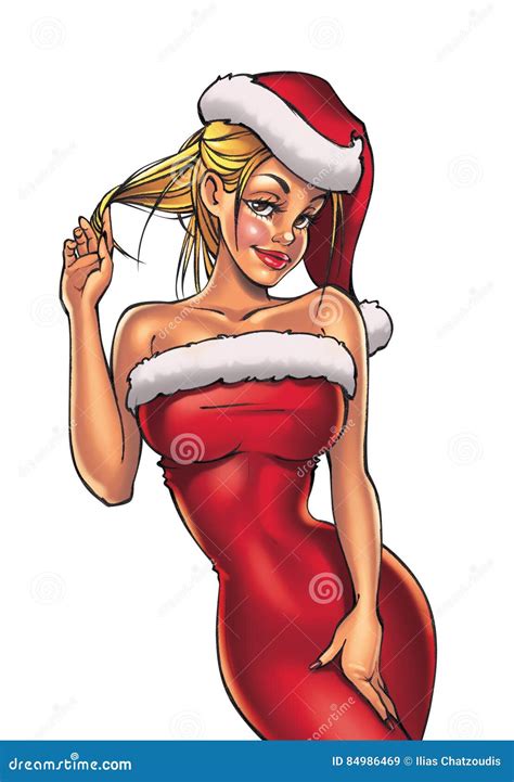 Christmas Santa Claus Pinup Girl Stock Illustration Illustration Of Claus Babe