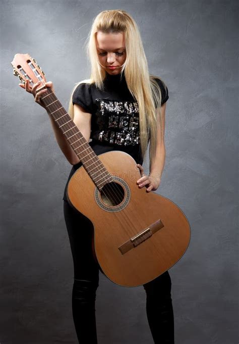 Young Blonde Girl With A Guitar Stock Photo Image Of Acoustic