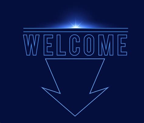 Welcome Sign Dark Blue With Light Neon Effect Shiny Glow Eps Vector