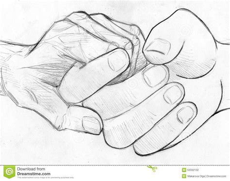 The one on the left will be the tip of the pencil and the two on the right will be fingertips. Holding Elderly Hand - Pencil Sketch Stock Illustration ...