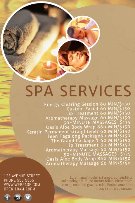 Spa Salon Price List Template Postermywall