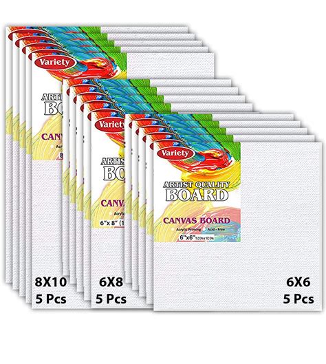 Variety Canvas 15 Piece 8 X 10 And 6 X 8 And 6 X 6 Inch A4 Canvas Boards