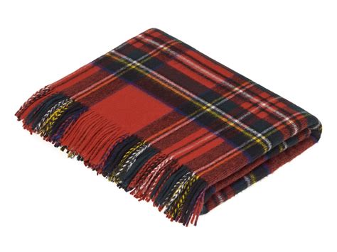 Tartan Plaid Merino Lambswool Throw Blanket Royal Stewart Tartan Made