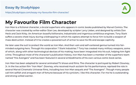My Favourite Film Character Essay Example