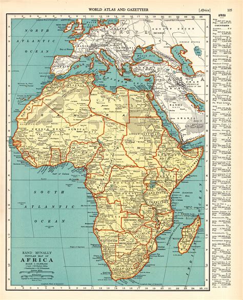 1937 Antique Map Of Africa Vintage Africa Map Gallery Wall Art Etsy