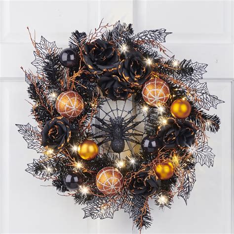 Home And Living Home Décor Halloween Wreath Door Decor With Spiders