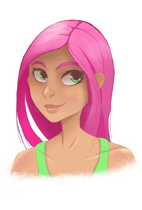 Cool Girl With Pink Hair Stock Illustration Illustration Of Youth