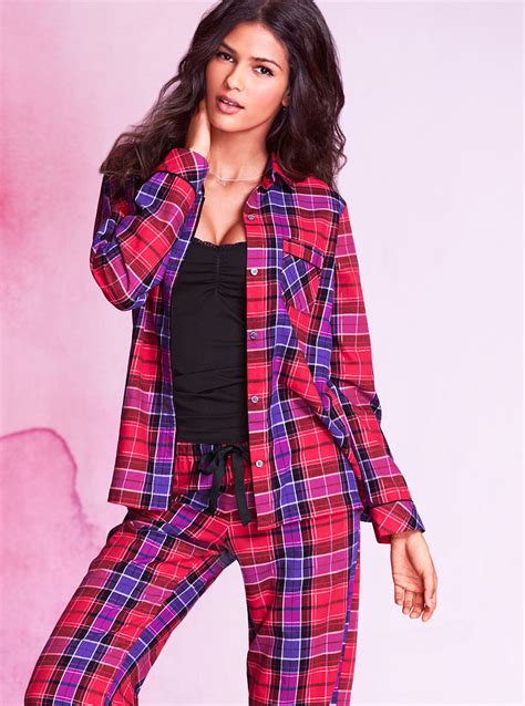 Victorias Secret The Dreamer Flannel Pajama Print L Regular In Red