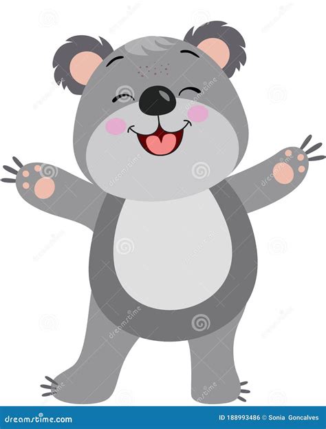 Cute Koala Laughing Happy Isolated On White Stock Vector Illustration