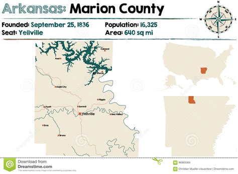 Arkansas Marion County Map Stock Vector Illustration Of White