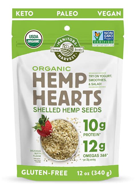 Manitoba Harvest Organic Hemp Hearts Raw Shelled Hemp Seeds 12oz With