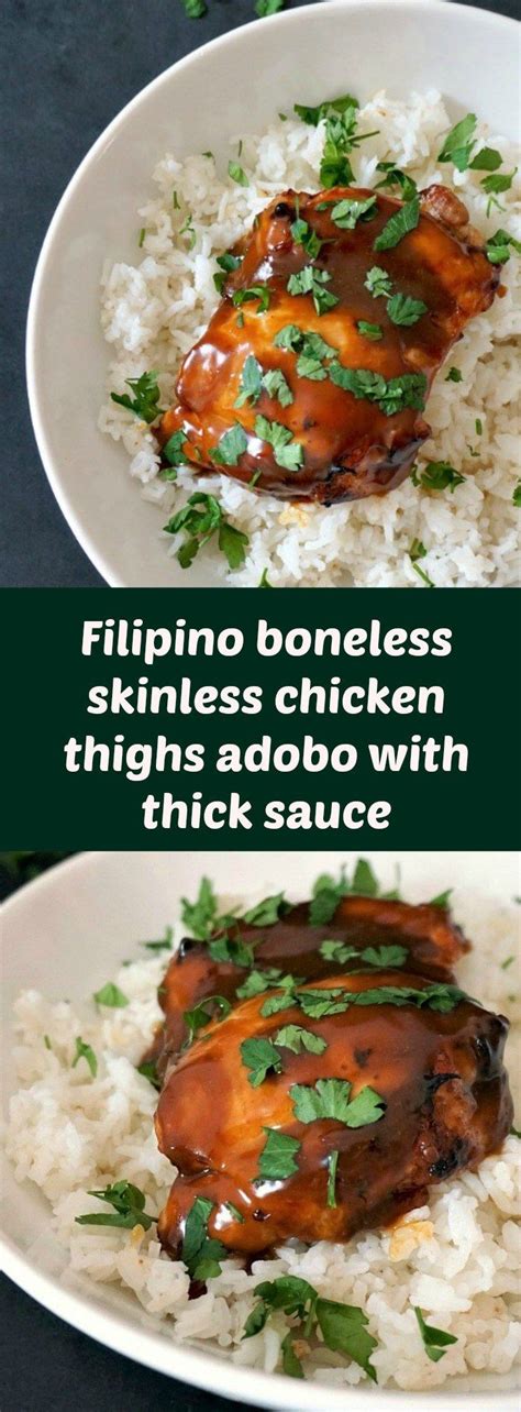 Didn't think skinless thighs could replicate fried chicken so well. Filipino boneless skinless chicken thighs adobo with thick sauce | Boneless chicken thigh ...