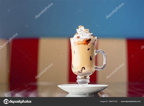 Latte Cappuccino Whipped Cream Table Stock Photo By ©olegkrugllyak