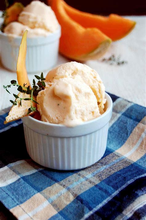 Cantaloupe Thyme Ice Cream Ice Cream Melon Ice Cream Recipes Ice