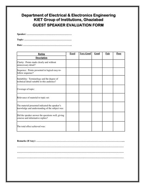 Speaker Evaluation Form Examples