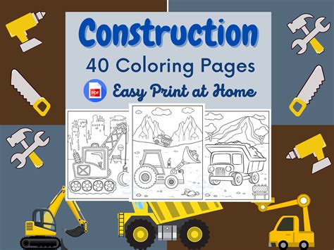 Construction Trucks Coloring Pages Heavy Equipment Coloring Etsy Canada
