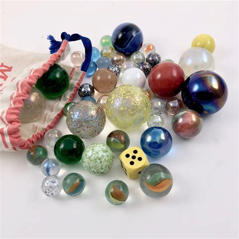 Vintage Marbles Glass Marbles In Original Bag Cats Eye Etsy Glass