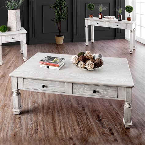 Furniture Of America Allende Rustic Antique White Coffee Table Coffee
