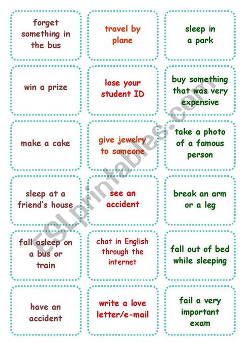 Present Perfect Simple Past Conversation Cards Fully Editable