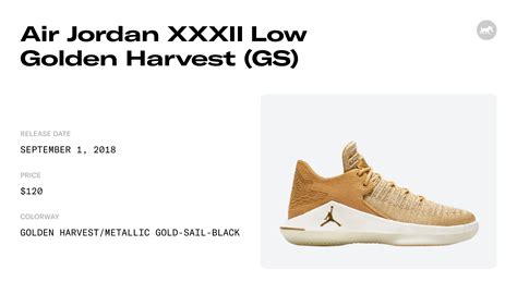 Air Jordan XXXII Low Golden Harvest GS AA Raffles And Release Date
