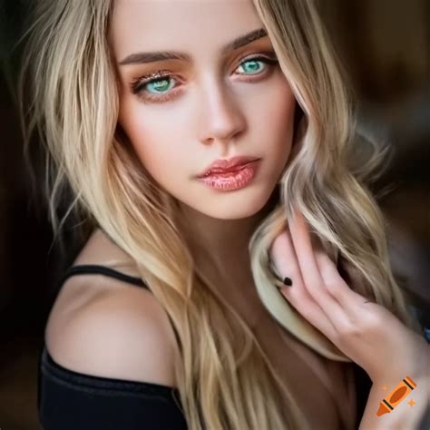 Portrait Of A Blonde Girl With Green Eyes In La