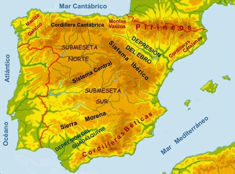 Escuela Bloguera Meseta MontaÑas Y Depresiones De EspaÑa Mapa