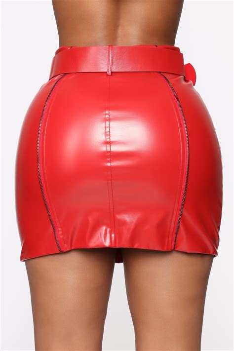 Womens Bar Hopping Mini Skirt In Red Size Xl By Fashion Nova In Mini Skirts Red Leather