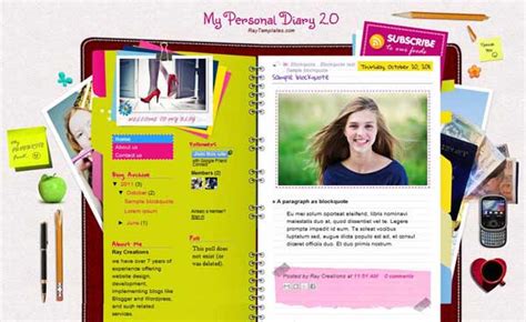 My Personal Diary 20 Blogger Template Blogger Templates Gallery Be