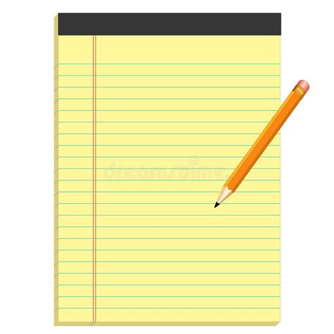 Yellow Legal Pad Of Paper With Copy Space Full Size Lead Pencil Stock